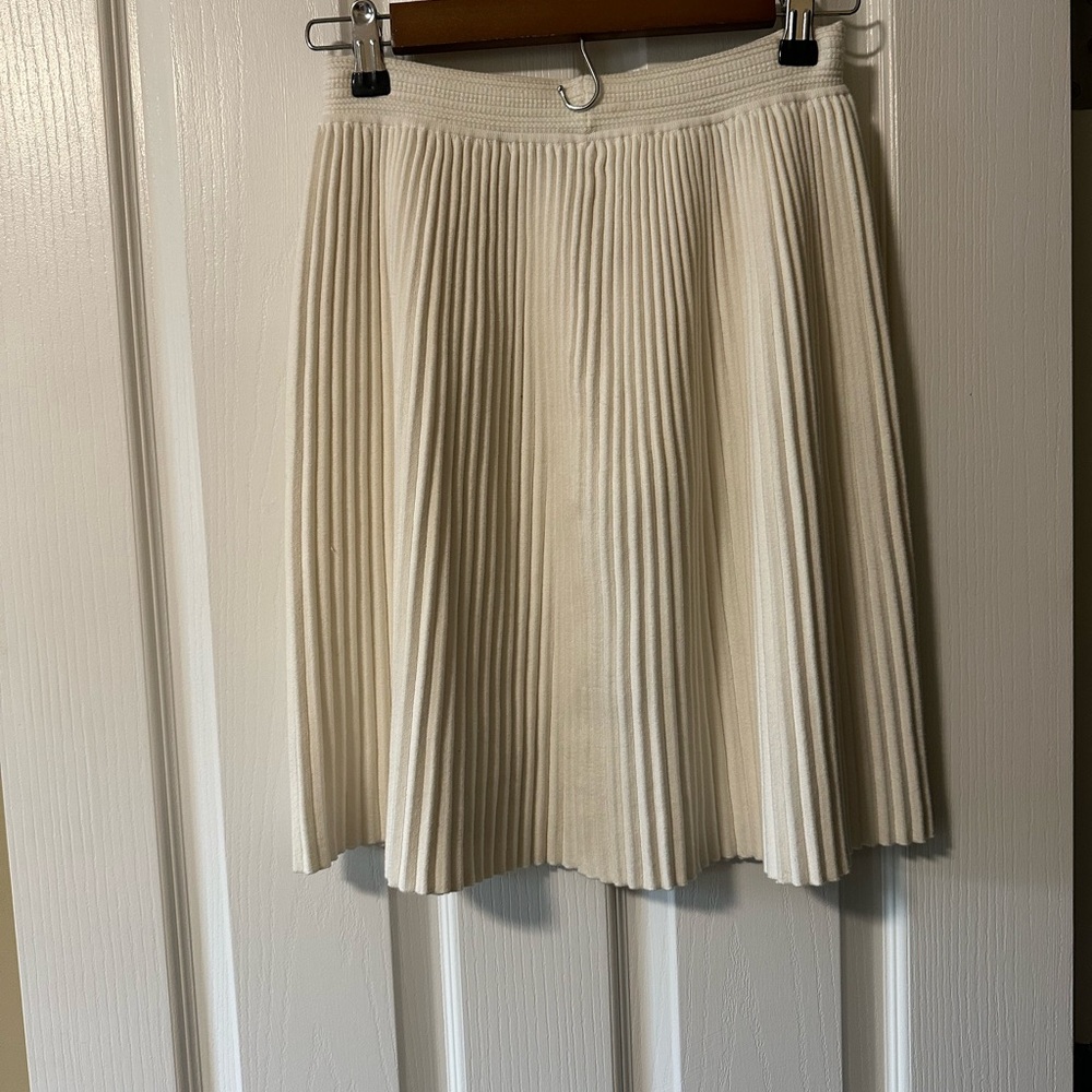 Rebecca Taylor Midi White Pleated Skirt - Picture 4 of 5